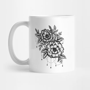 Black and white chandelier floral sketch Mug